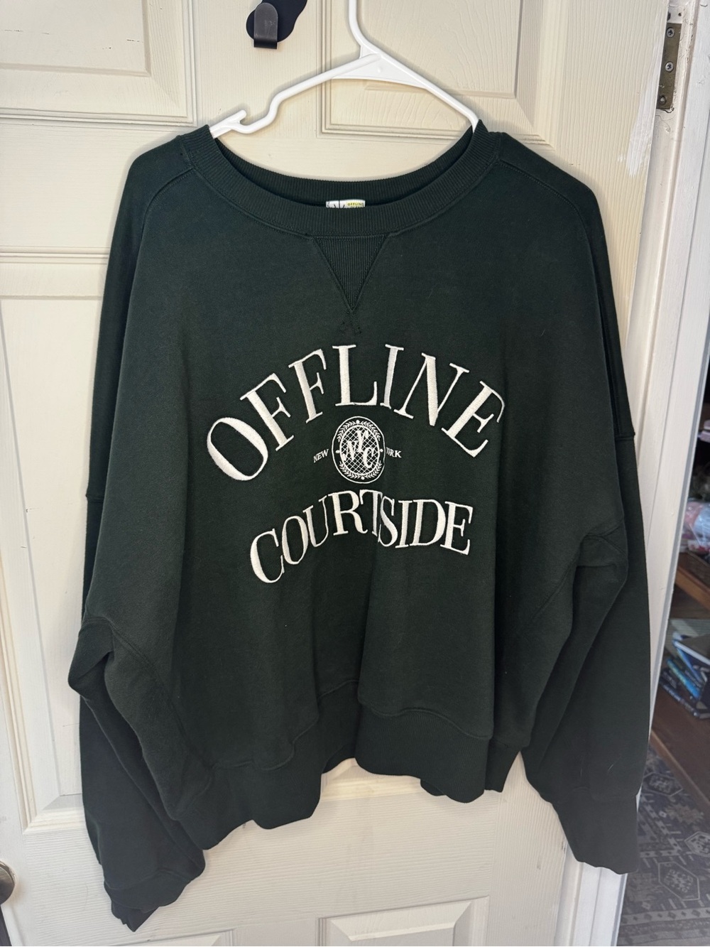 Aerie OFFLINE Courtside Dark Green Graphic Pullover Sweatshirt - XL